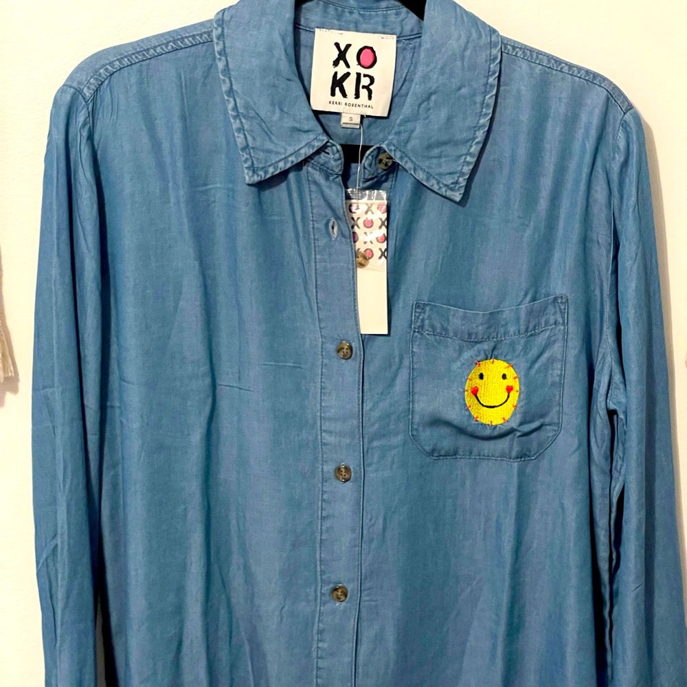 NWT KERRI ROSENTHAL HAPPINESS FRAME OF MIND LYOCEL BUTTONDOWN SMALL